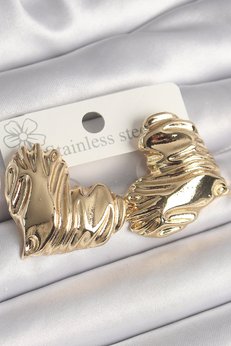 Evimdeyokyok Pirinç Gold Renk İşlemeli Kalp Model Kadın Küpe Tj-Bkp10242