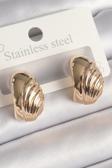 Evimdeyokyok Pirinç Gold Renk İşleme Detaylı Yarım Halka Model Kadın Küpe Tj-Bkp10245