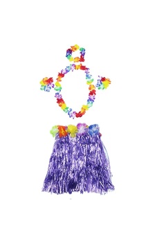 Go İthalat Luau Aloha Hawai̇i̇ Kolye Etek Taç Ve Bi̇lekli̇k Seti̇ Mor (4457)