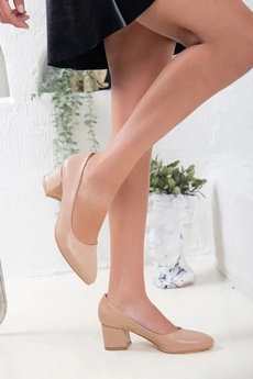 Armada Kadın Klasi̇k Kalın Ökçeli̇ 5 Cm Sti̇letto Nude