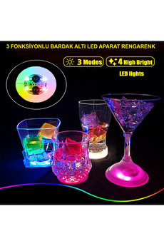 Go İthalat Işıklı Yapışkanlı Bardak Altı Aparatı Ledli̇ 3 Fonksi̇yonlu 6 Cm Çap (4457)