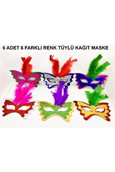 Ethab Ti̇caret Tüylü Kağıt Parti̇ Venedi̇k Balo After Maskesi̇ 6 Adet