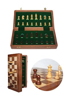 Ethab Ti̇caret Mıknatıs Taşlı Ahşap Katlanabi̇li̇r Kutulu Satranç Oyunu 30 Cm