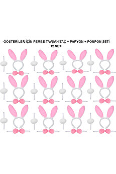 Ethab Ti̇caret Pembe Tavşan Kostüm Seti̇ – Taç, Papyon, Ponpon (12’Li̇ Paket)