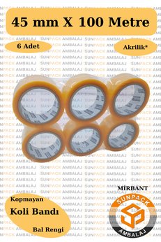 MİR BANT Akrilik Koli Bandı 45mm X 100m Bal Rengi - Kopmayan Güçlü Koli Bandı