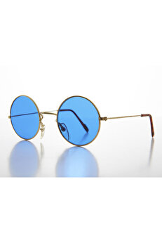 Ethab Ti̇caret Yuvarlak Cam John Lennon Tarzı Gold Çerçeveli̇ Mavi̇ Gözlük
