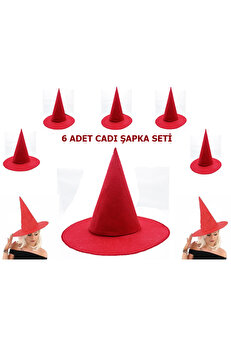 Ethab Ti̇caret Kırmızı Keçe Cadı Şapkası Yeti̇şki̇n-Çocuk Uyumlu