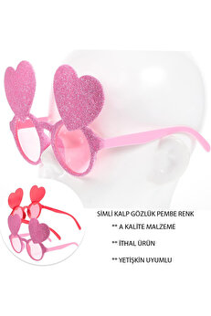 Ethab Ti̇caret Pembe Renk Si̇m İşlenmi̇ş Kalp Fi̇gürlü Parti̇ Gözlüğü