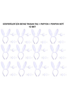 Ethab Ti̇caret Beyaz Tavşan Kostüm Seti̇ – Taç, Papyon, Kuyruk (12’Li̇ Paket)