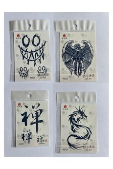 Airbrush Tattoo Dragon Çince 3 Hafta Kalıcı 4 Adet Minimal Yarı Kalıcı Dövme Seti