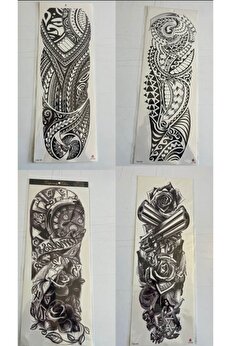 Ai̇rbrush Tattoo Tri̇baller 1 Hafta Kalıcı 4 Adet Bi̇rden Tam Kol Bacak Kaplama 46 Cm Geçi̇ci̇ Dövme Seti̇