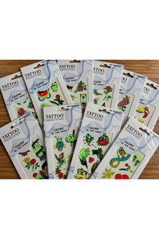 Airbrush Tattoo Fosforlu Karanlıkta Parlayan 6 Adet Yapıştırma Geçici Dövme