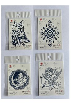 Airbrush Tattoo Melek Kedi 3 Hafta Kalıcı 4 Adet Minimal Yarı Kalıcı Dövme Seti