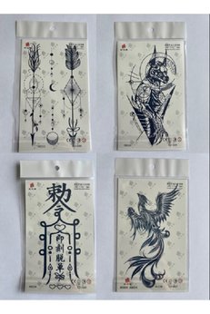 Airbrush Tattoo Ok Anka 3 Hafta Kalıcı 4 Adet Yarı Kalıcı Geçici Dövme Seti