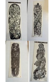 Airbrush Tattoo Korkusuz 1 Hafta Kalıcı 4 Adet Birden Tam Kol Bacak Kaplama 46 Cm Geçici Dövme Seti