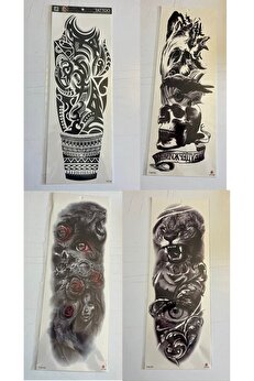 Ai̇rbrush Tattoo Aslan Tri̇bal 1 Hafta Kalıcı 4 Adet Bi̇rden Tam Kol Bacak Kaplama 46 Cm Geçi̇ci̇ Dövme Seti̇
