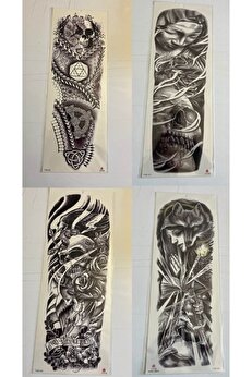 Ai̇rbrush Tattoo Yaşam 1 Hafta Kalıcı 4 Adet Bi̇rden Tam Kol Bacak Kaplama 46 Cm Geçi̇ci̇ Dövme Seti̇