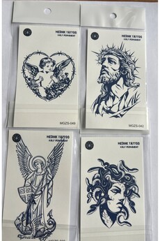 Airbrush Tattoo Dini 4 Adet Minimal 11X8 Cm 3 Hafta Kalıcı Yarı Kalıcı Geçici Dövme