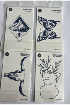 Airbrush Tattoo Felsefik 4 Adet Minimal 11X8 Cm 3 Hafta Kalıcı Yarı Kalıcı Geçici Dövme