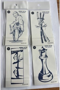 Airbrush Tattoo Macera 4 Adet Minimal 11X8 Cm 3 Hafta Kalıcı Yarı Kalıcı Geçici Dövme
