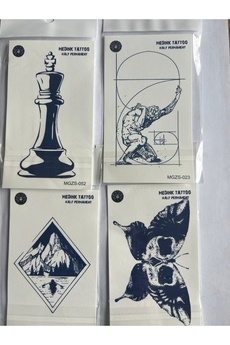 Airbrush Tattoo Denge 4 Adet Minimal 11X8 Cm 3 Hafta Kalıcı Yarı Kalıcı Geçici Dövme