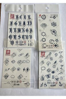 Airbrush Tattoo Parmaklar 4 Adet Minimal 11X8 Cm 3 Hafta Kalıcı Yarı Kalıcı Geçici Dövme