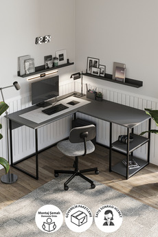 Bofigo Çalışma Masası Ofis Masası Köşe Masa Bilgisayar Masası Odin Antrasit