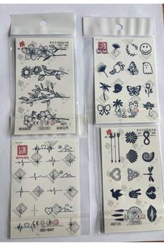 Airbrush Tattoo Parmak El 4 Adet Minimal 11X8 Cm 3 Hafta Kalıcı Yarı Kalıcı Geçici Dövme