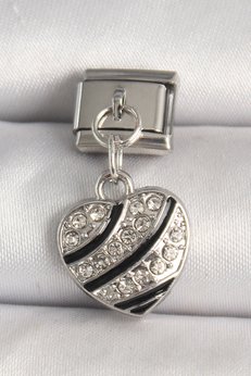 Evimdeyokyok 316L Çelik Gümüş Renk Zirkon Taşlı Kalp Model Nomination Charm Tj-Bc1316