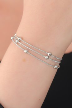 Evimdeyokyok 316L Çelik Gümüş Renk Minimal Top Figür Kadın Bileklik Tj-Bb5142