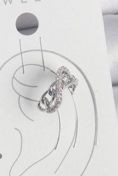 Evimdeyokyok Pirinç Gümüş Renk Zirkon Taşlı Zincir Sonsuzluk Model Kadın Kıkırdak Küpe Tj-Bkp10553