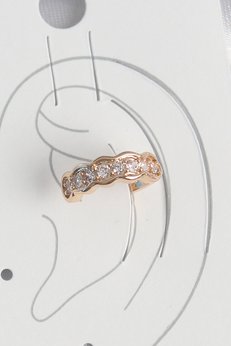 Evimdeyokyok Pirinç Gold Renk Zirkon Taşlı Kadın Kıkırdak Küpe Tj-Bkp10571