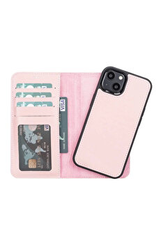 gizmurstore Apple iPhone 13 Uyumlu Deri Cüzdanlı Kılıf NU2 Pembe
