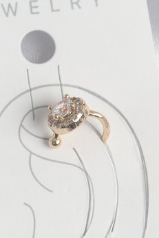 Evimdeyokyok Pirinç Gold Renk Zirkon Taşlı Kadın Kıkırdak Küpe Tj-Bkp10573