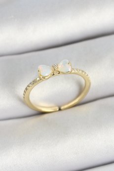 Evimdeyokyok Pirinç Fiyonk Figürlü Zirkon Taşlı Gold Renk Ayarlanabilir Kadın Yüzük Tj-Byk3764
