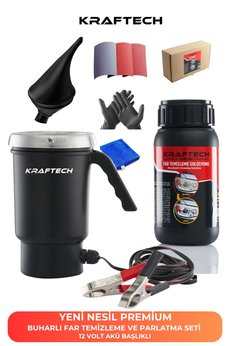 kraftech Yeni Nesil Premium I Buharlı Araba Far Temizleme Ve Parlatma Seti I 12 V Akü Bağlantılı Uyumlu