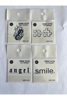 Airbrush Tattoo Kelebek 4 Adet Birden Minimal 3 Hafta Kalıcı Geçici Dövme Seti