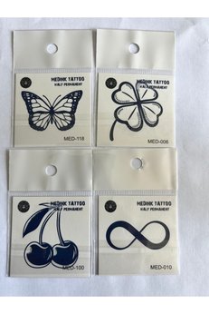 Airbrush Tattoo Sonsuz 4 Adet Birden Minimal 3 Hafta Kalıcı Geçici Dövme Seti
