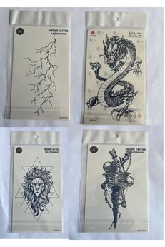 Airbrush Tattoo Çelişki 4 Adet Birden3 Hafta Kalıcı Geçici Yapıştırma Dövme 18X11 Cm