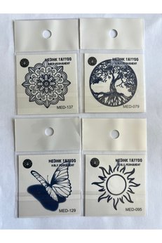 Airbrush Tattoo Mandala 4 Adet Birden Minimal 3 Hafta Kalıcı Geçici Dövme Seti