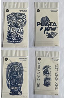 Ai̇rbrush Tattoo Tarz 4 Adet Bi̇rden3 Hafta Kalıcı Geçi̇ci̇ Yapıştırma Dövme 18X11 Cm