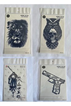 Airbrush Tattoo Uzak Doğu 4 Adet Birden3 Hafta Kalıcı Geçici Yapıştırma Dövme 18X11 Cm