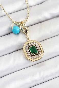 Evimdeyokyok Gold Renk Pirinç Zirkon Taşlı Kadın Serenay Kolyesi Tj-Bko10304