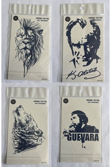Airbrush Tattoo Ata 4 Adet Birden3 Hafta Kalıcı Geçici Yapıştırma Dövme 18X11 Cm