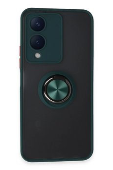 CepteToptan Vivo Y17S Kılıf Montreal Yüzüklü Silikon Kapak - Yeşil - DROPX2039-8695