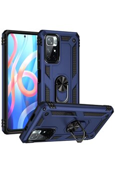 CepteToptan Xiaomi Redmi Note 11T Kılıf Sofya Yüzüklü Silikon Kapak - Lacivert - DROPX9112-8291