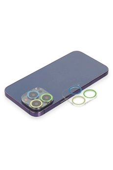 CepteToptan iPhone 12 Pro Max Uyumlu Renkli Kamera Lens Koruma Cam - Yeşil-Sarı - DROPX2747-6240