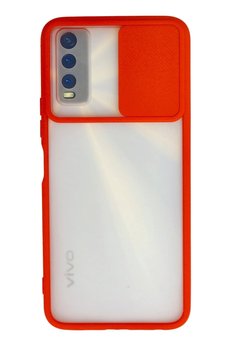 CepteToptan Vivo Y11S Kılıf Palm Buzlu Kamera Sürgülü Silikon - Kırmızı - DROPX6326-8942