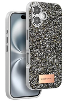 ONEGIF iPhone 16 Bright Simli Kapak - Gümüş