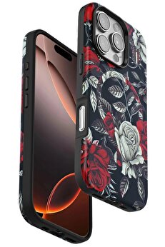 ONEGIF iPhone 16 Pro Flower Series Magsafe Kapak - Siyah